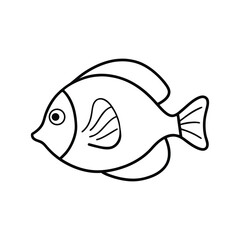yellow tang fish vector line art illustration