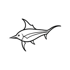 sailfish vector line art illustration on white background