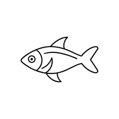 neon tetra fish vector line art illustration