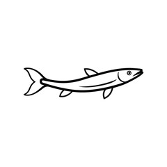 oar fish line art vector illustration on white background