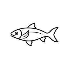 Atlantic wolf fish line art vector illustration