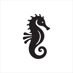 black and white seahorse silhouette vector © Authay