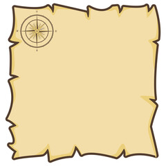 Pirate Map. A simple flat drawing. Nautical theme. Vector illustration.