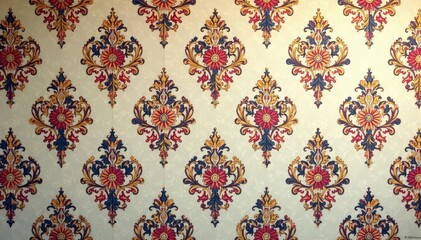 Classic damask wallpaper with arabesque details, interior, home decor
