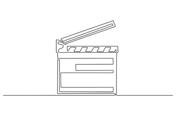 Continuous one line drawing of Movie clapper board. Single line drawing illustration of Film Clapper. Film and movie concept vector art. Line vector illustration.