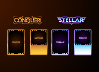 game trading card tcg golden fantasy medieval and space retro theme template icon