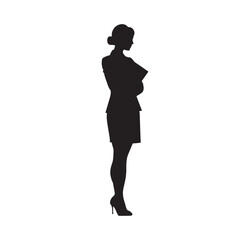 Fototapeta premium A black vector silhouette depicts a business woman figure, a lady in fashion