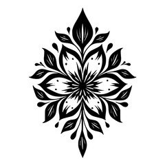 Elegant Black and White Floral Ornament Design