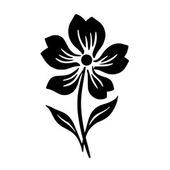 Minimalist Black Flower Silhouette on White Background