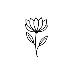 Simple Line Art Floral Illustration: Minimalist Black & White Flower Design