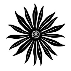 Black and White Floral Vector Illustration, Minimalist Botanical Design