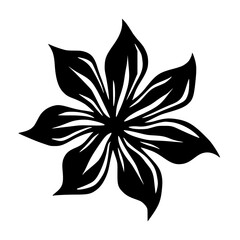 Black Floral Icon, Minimalist Design, Vector Illustration, Decorative Element