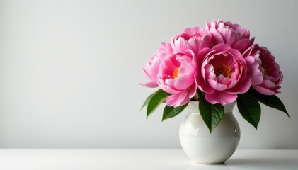 Fototapeta premium Large peony flowers arranged in a vase, flowers, peonies