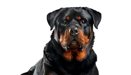 Obraz premium Portrait of a majestic Rottweiler with a watchful and loyal expression