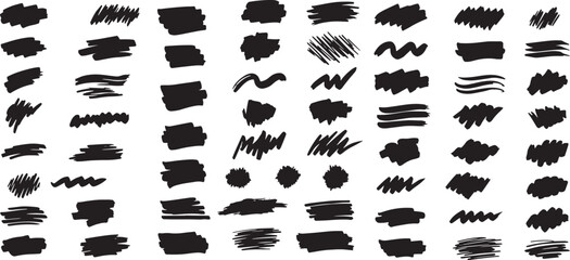 Black marker strokes vector set grunge brush strokes collection for design elements and backgrounds