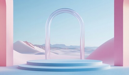 Fototapeta premium Pastel desert archway podium display
