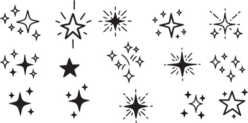 Sparkling star vector design elements collection for graphic design and creative projects with star shapes 100