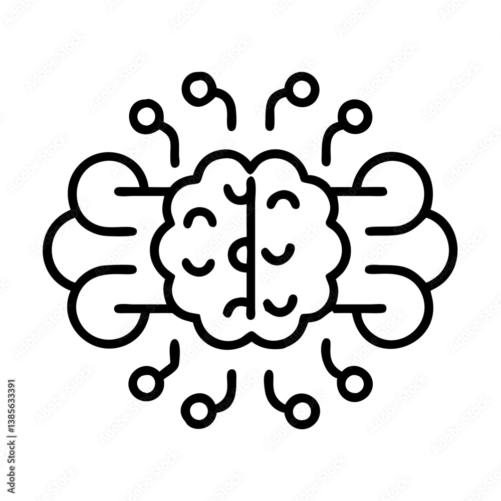 Poster artificial intelligence brain machine learning neural network technology innovation vector icon desi