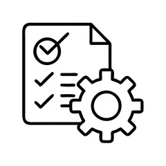 Project management checklist with gear icon for process optimization and task completion system design