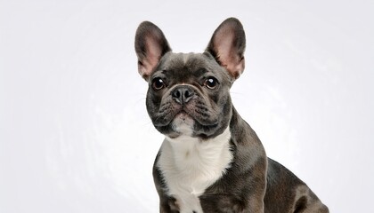 Captivating Portrait of a Blue French Bulldog with a White Background