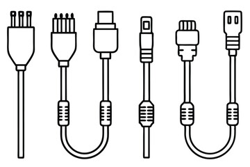 Ethernet Cable Line Art Creative Drawing for Digital Illustration Design