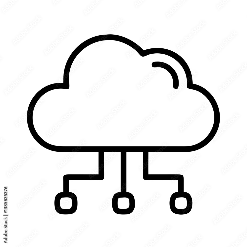 Poster cloud computing network diagram vector illustration for data storage and connection technology