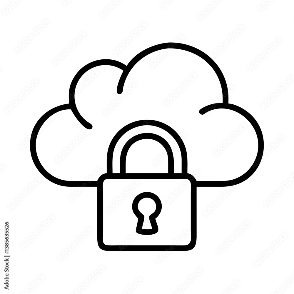 Poster cloud security icon data protection and privacy concept for secure data storage online network