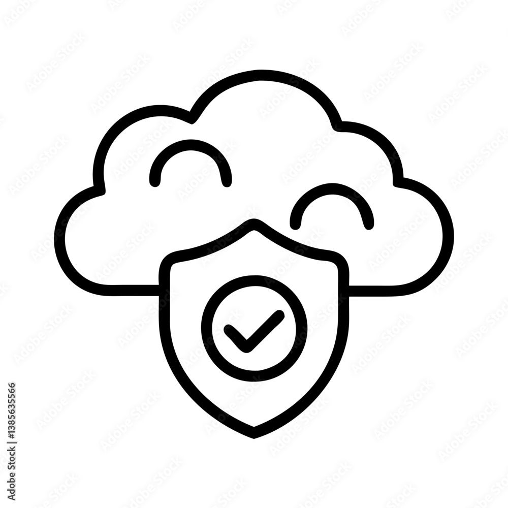 Aufkleber cloud security icon for secure cloud storage and data protection with shield and check mark symbol v