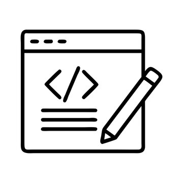 Web development coding icon with pencil for website design and programming vector illustration icon