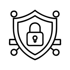 Security shield with padlock for network protection and data encryption cybersecurity icon vector design
