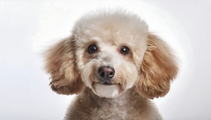 Adorable apricot poodle with charming eyes gazing directly at the viewer