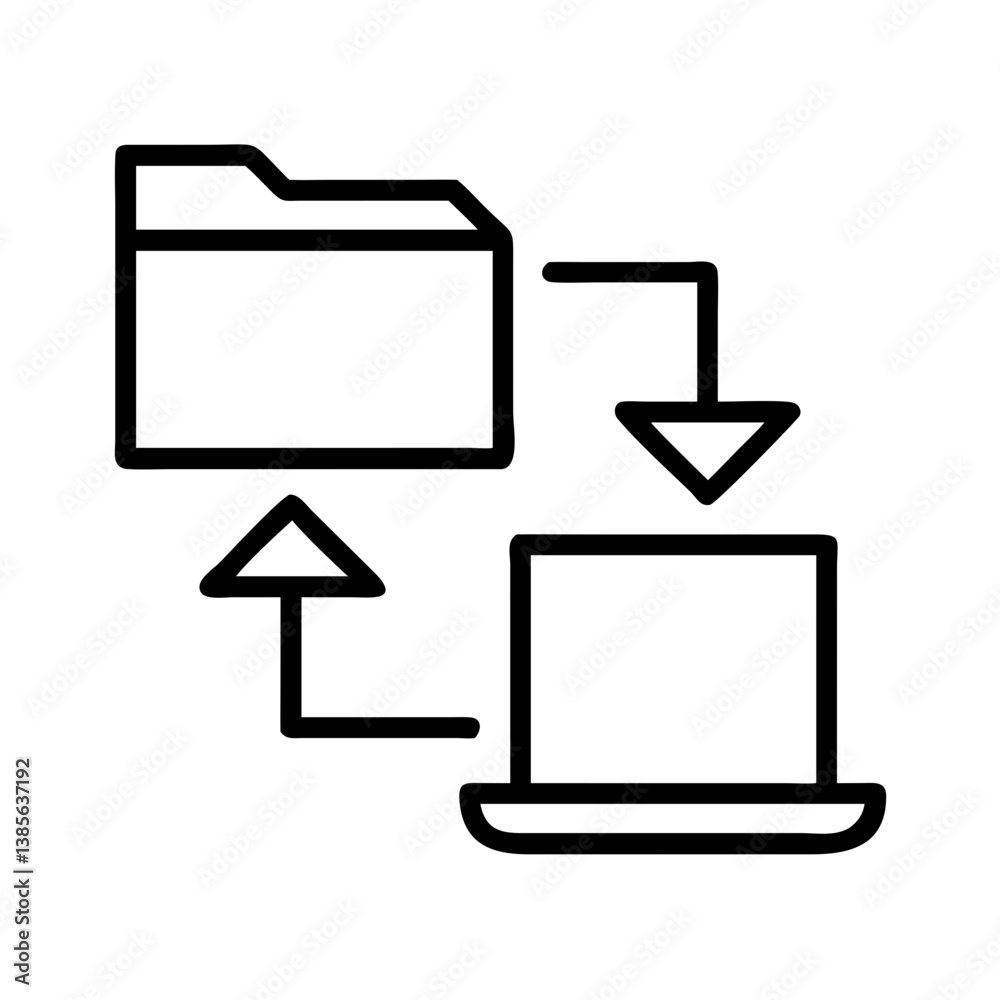 Poster File transfer icon vector illustration for data migration and backup between folder and computer system