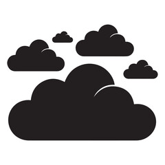 Cloud vector graphic design. A set of clouds illustration in the sky in black silhouette. with white background