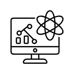 Scientific research on computer screen atom model data analysis and scientific diagram on monitor screen