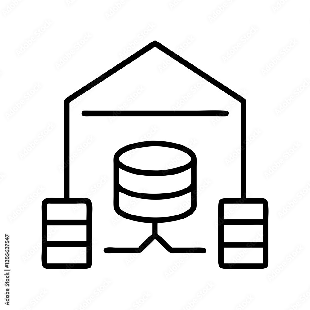 Poster database server storage hosting cloud computing network system architecture icon vector illustration