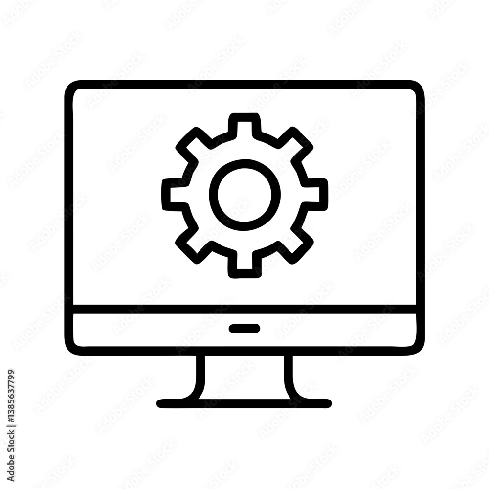 Poster Computer settings icon for system configuration and software maintenance and update process vector design