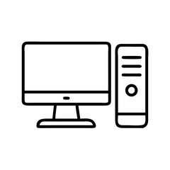 Desktop computer pc workstation vector icon illustration for graphic design and web design needs