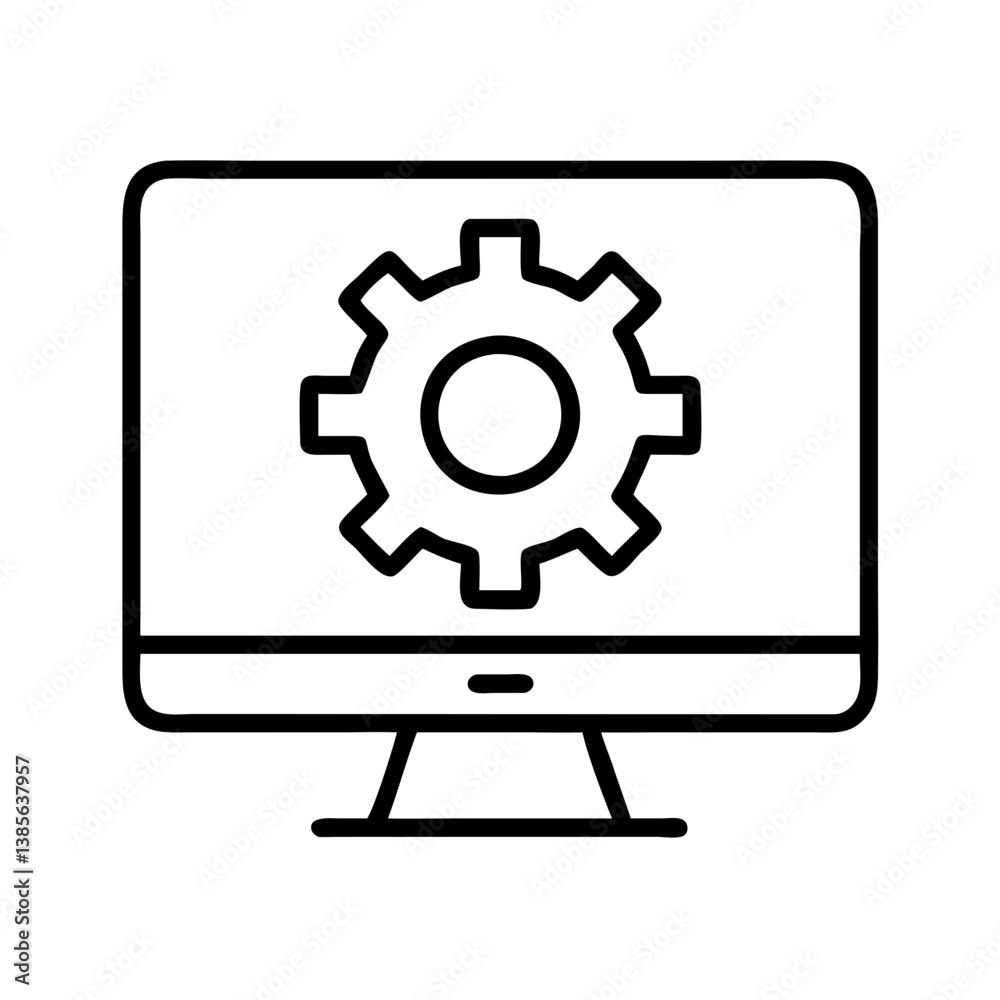 Poster Computer settings configuration icon for system preferences and software management tool interface