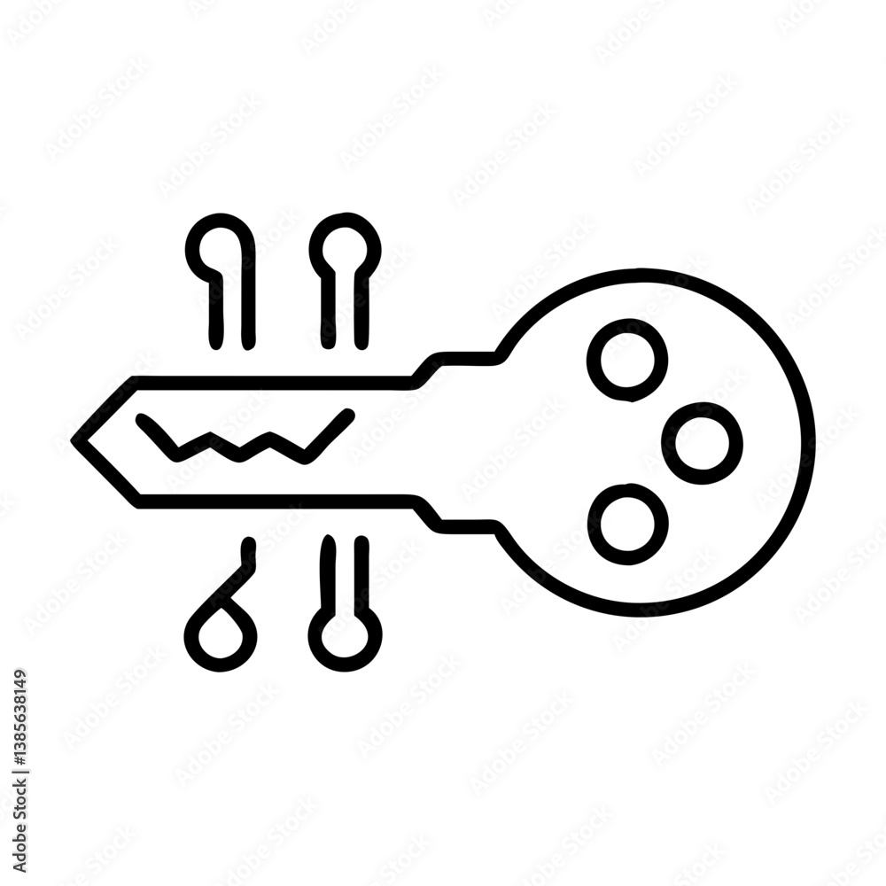 Poster unlock digital access: secure key icon for technology and cybersecurity solutions and data encryptio