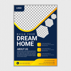 House make, football or cricket ground, biding  marketing flyer template design 