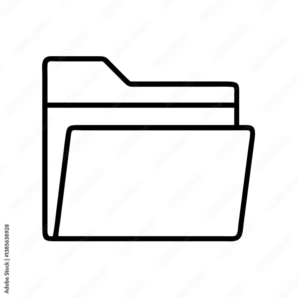 Fototapete open folder icon vector illustration for file management and data organization in black outline styl