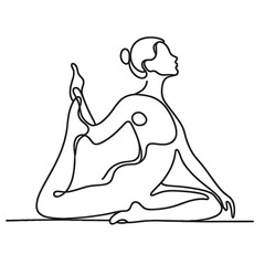 Obraz premium Yoga Pose Illustration of a Woman Stretching on Transparent Background 