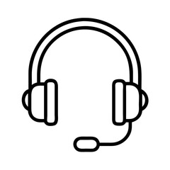 Headset microphone vector icon for online communication and customer support isolated on white background