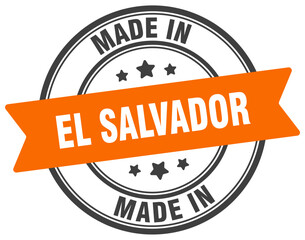 Made in El Salvador round sign. Made in El Salvador stamp.
