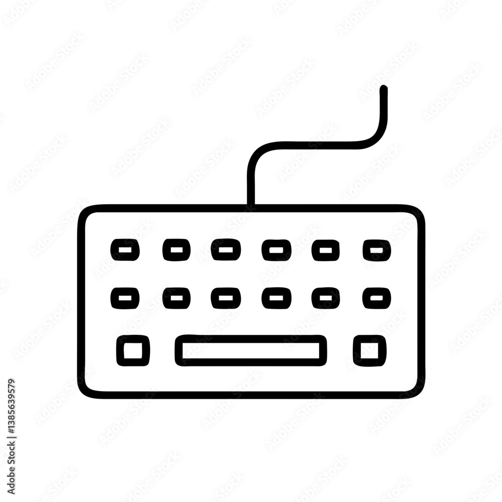Fototapete Find keyboard vector graphic for computer input device and technology hardware with key outline icon design