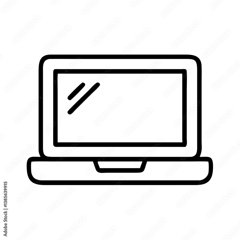 Poster laptop computer vector icon for technology and business use in graphic design and web development pr