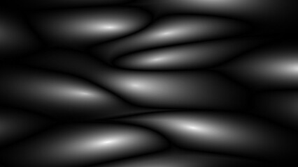 Black abstract futuristic glossy 3D background with ambient occlusion effect for design concepts, wallpapers, presentations, posters, covers, prints and web. Vector illustration.