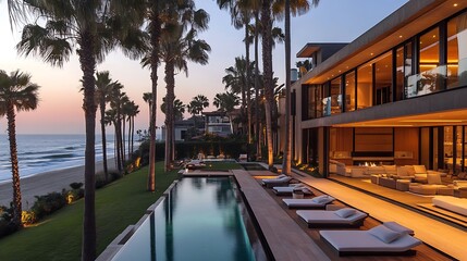 Fototapeta premium Modern Coastal Estate Sunset