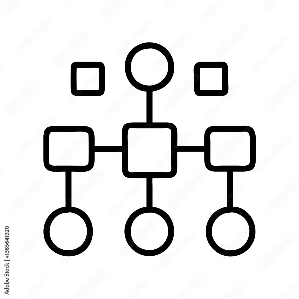 Aufkleber Flowchart diagram process chart infographic organization structure hierarchy network connection scheme 