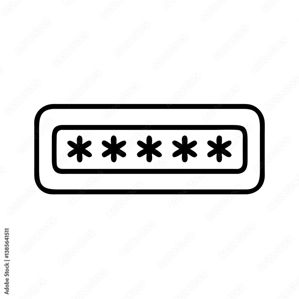 Poster password input field with asterisks for security and privacy online login access and authentication 